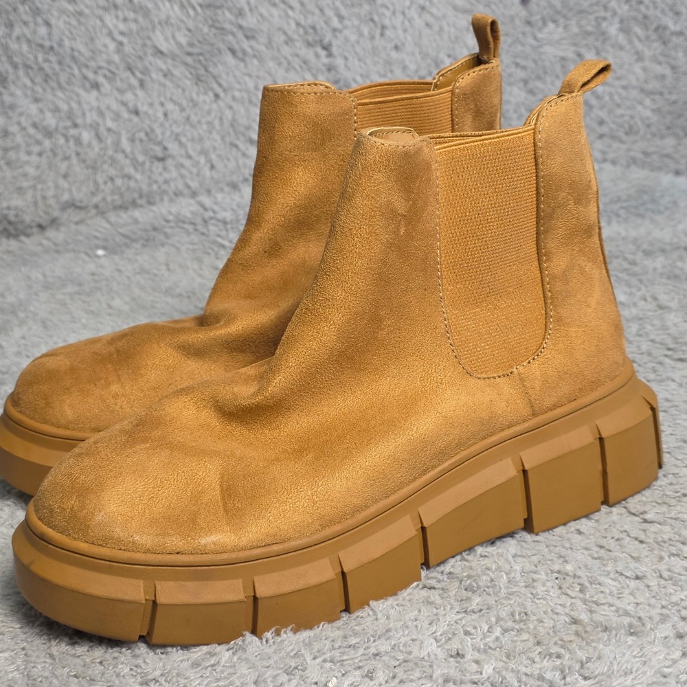 BP. Women's Camel Brown Faux‎ Suede Chelsea Ankle Boots Lug Platform Size 7M NEW